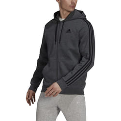 adidas Men's Essentials Fleece 3-Stripes Full-Zip Hoodie  Dark Grey He