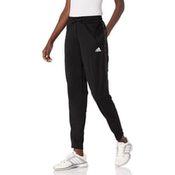 adidas Women's Aeroready Sereno Slim Tapered-Cut 3-Stripes Pants  Blac