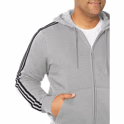 adidas Men's Size Essentials Fleece 3-Stripes Full-Zip Hoodie  Medium