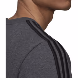 adidas Mens Essentials Fleece 3Stripes Sweatshirt  Dark Grey HeatherBlack  Small
