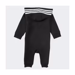 adidas unisex baby Infant Girls' and Boys' Long Sleeve Hooded Coverall Overalls  Black  12 Months US