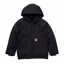 Carhartt Boys' Flannel-Lined Hooded Canvas Insulated Zip-Up Jacket Ca
