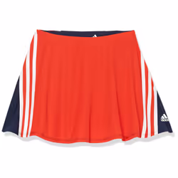 adidas Girls' 3-Stripe Flounce Knit Skorts Tennis Skirt  Vivid Red  4
