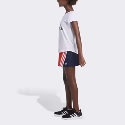 adidas Girls' 3-Stripe Flounce Knit Skorts Tennis Skirt  Vivid Red  4