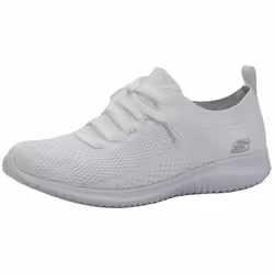 Skechers Womens Ultra Flex Statements WhiteSilver Sneaker 9 M US