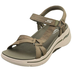 Skechers Go Walk Arch Fit Womens Walking Sandals in Olive - 8
