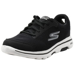 Skechers Mens gowalk 5 Demitasse-Textured Knit Lace Up Performance Walking Shoe Sneaker  BlackWhite  105