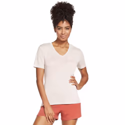 Skechers Womens 2021 Apparel Tranquil V-Neck Modal Chest Pocket T-Shirt - M, Light Pink