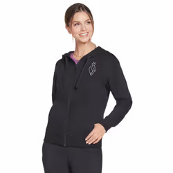 Skechers Womens Diamond Crown Kangaroo Pocket Drawcord Full Zip Hoody - M, Bold Black