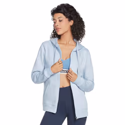 Skechers Womens Diamond Crown Kangaroo Pocket Drawcord Full Zip Hoody - S, Tranquil Blue
