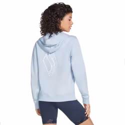 Skechers Womens Diamond Crown Kangaroo Pocket Drawcord Full Zip Hoody - S, Tranquil Blue