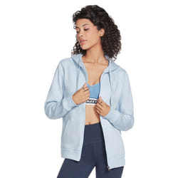 Skechers Womens Diamond Crown Kangaroo Pocket Drawcord Full Zip Hoody - M, Tranquil Blue