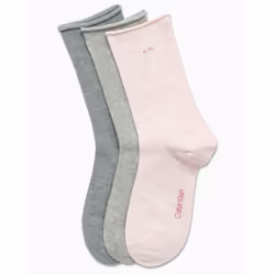 Calvin Klein Women's Socks - Roll Cuff Crew Socks (3 Pack)  Size 4-10