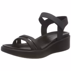 ECCO Women's FLowt Luxery Wedge Ankle Strap Sandal Black Nubuck 7-7.