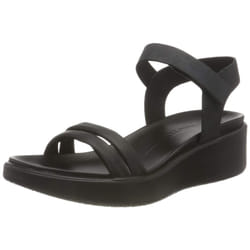 ECCO Women's FLowt Luxery Wedge Ankle Strap Sandal  Black Nubuck  7-7.