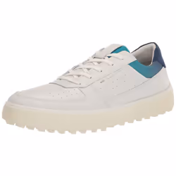 ECCO Men's Tray Hydromax Waterproof Golf Shoe  White/White/Blue Depths/Caribbean  11-11.5