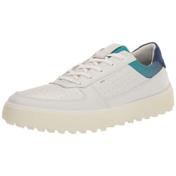ECCO Men's Tray Hydromax Waterproof Golf Shoe  White/White/Blue Depths/Caribbean  11-11.5