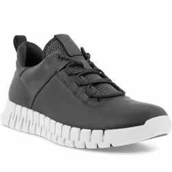 UK, Black) ECCO Mens Gruuv Leather Leisure Elastic Laces Trainers Sneakers Shoes - 9-9.5 (43EU
