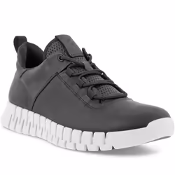 UK, Black) ECCO Mens Gruuv Leather Leisure Elastic Laces Trainers Sneakers Shoes - 10 (44EU