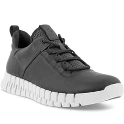 UK, Black) ECCO Mens Gruuv Leather Leisure Elastic Laces Trainers Sneakers Shoes - 10 (44EU