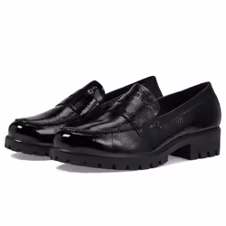 ECCO Women's MODTRAY Penny Loafer Black Patent 6-6.5