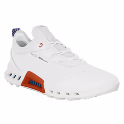 Ecco Mens 2024 Biom C4 Waterproof Breathable Leather Spikeless Golf Shoes - UK 7.5, White/Mazarine Blue