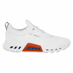 Ecco Mens 2024 Biom C4 Waterproof Breathable Leather Spikeless Golf Shoes - UK 10, White/Mazarine Blue