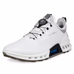 Ecco Mens 2024 M Biom C4 Boa Fastening Waterproof Leather Spikeless Golf Shoes - UK 10, White/Black