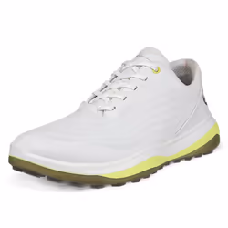Ecco Mens 2024 LT1 M Lace Up Waterproof Spikeless Full Grain Leather Golf Shoes - UK 10, White/Yellow