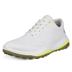Ecco Mens 2024 LT1 M Lace Up Waterproof Spikeless Full Grain Leather Golf Shoes - UK 10, White/Yellow