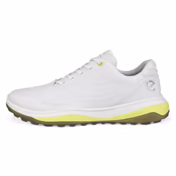 Ecco Mens 2024 LT1 M Lace Up Waterproof Spikeless Full Grain Leather Golf Shoes - UK 10, White/Yellow