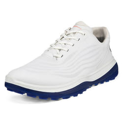 Ecco Mens 2024 LT1 M Lace Up Waterproof Spikeless Full Grain Leather Golf Shoes - UK 7.5, White/Blue