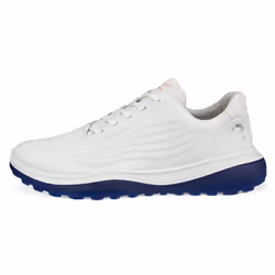 Ecco Mens 2024 LT1 M Lace Up Waterproof Spikeless Full Grain Leather Golf Shoes - UK 7.5, White/Blue