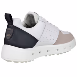 Ecco Mens 2025 Street 720 Leather Waterproof Hybrid Spikeless Golf Shoes - UK 9-9.5, White/Black/Gravel