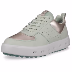 Ecco Womens 2025 Street 720 Leather Waterproof Hybrid Spikeless Golf Shoes - UK 6.5-7, Gold Metallic/Matcha