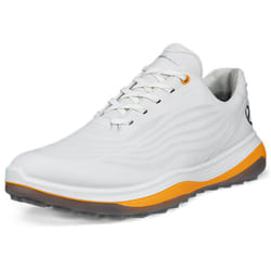 Ecco Mens 2025 LT1 M Lace Up Waterproof Spikeless Full Grain Leather Golf Shoes - UK 8-8.5, White/Sunrise