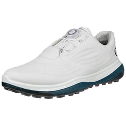 Ecco Mens 2025 LT1 M Boa Waterproof Leather Cushioned Spikeless Golf Shoes - UK 8-8.5, White/Petrol