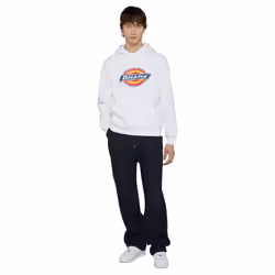 Dickies Icon Logo Polyester Unisex Adults White Hooded Sweatshirt - White, L