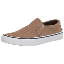 Sperry Mens Footwear Men's Striper II Slip On Sneaker  Taupe  10.5