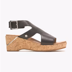 Hush Puppies MAYA Ladies Leather Wedge Sandals Black - UK 4, Black