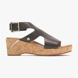 Hush Puppies MAYA Ladies Leather Wedge Sandals Black - UK 4, Black