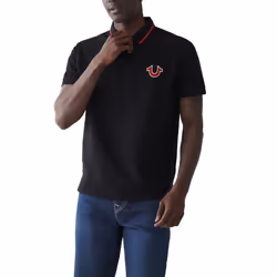 True Religion Mens Polo Shirt Regular Fit - Black, 2XL
