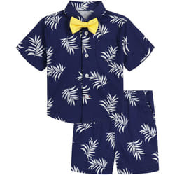 Tommy Hilfiger Baby Boys' 4-Piece Formal Suit Set  Includes Shirt  Dress Pants  Vest & Tie  Flag Blue  6-9 Months