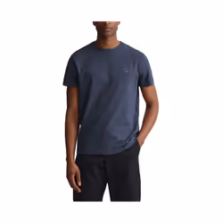 GANT Mens T Shirt Summer Top Short Sleeve - Navy, M