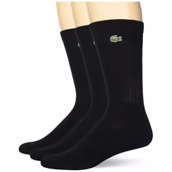 Lacoste Boys' 3 Pack Jersey Tube Socks  Black/Black-Black  S-M