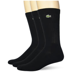 Lacoste Boys' 3 Pack Jersey Tube Socks  Black/Black-Black  S-M