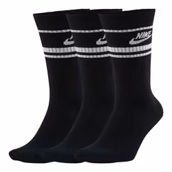 Nike Men`s Everyday Essential Crew Socks 3 Pack (Black(CQ0301-010)/White Large)