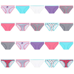 Hanes Girls And Toddler Underwear  Cotton Knit Tagless Brief  Hipster  Panties  Multipack Colors May Vary Bikini Style  Bikini - Assorted - 20 Pack  1