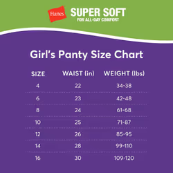 Hanes girls Hanes Girls' 100% Cotton Tagless Panties  Available in 10 and 20 Pack Hipster Panties  Pack - Assorted  12 US