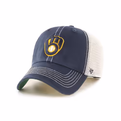 '47 MLB Trawler Mesh Clean Up Adjustable Hat  Adult One Size Fits All (Milwaukee Brewers Navy)